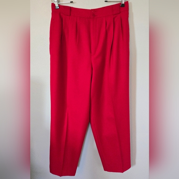 Vintage Giorgio Sant Angelo Red Wool Trousers Size 16 - Picture 1 of 7